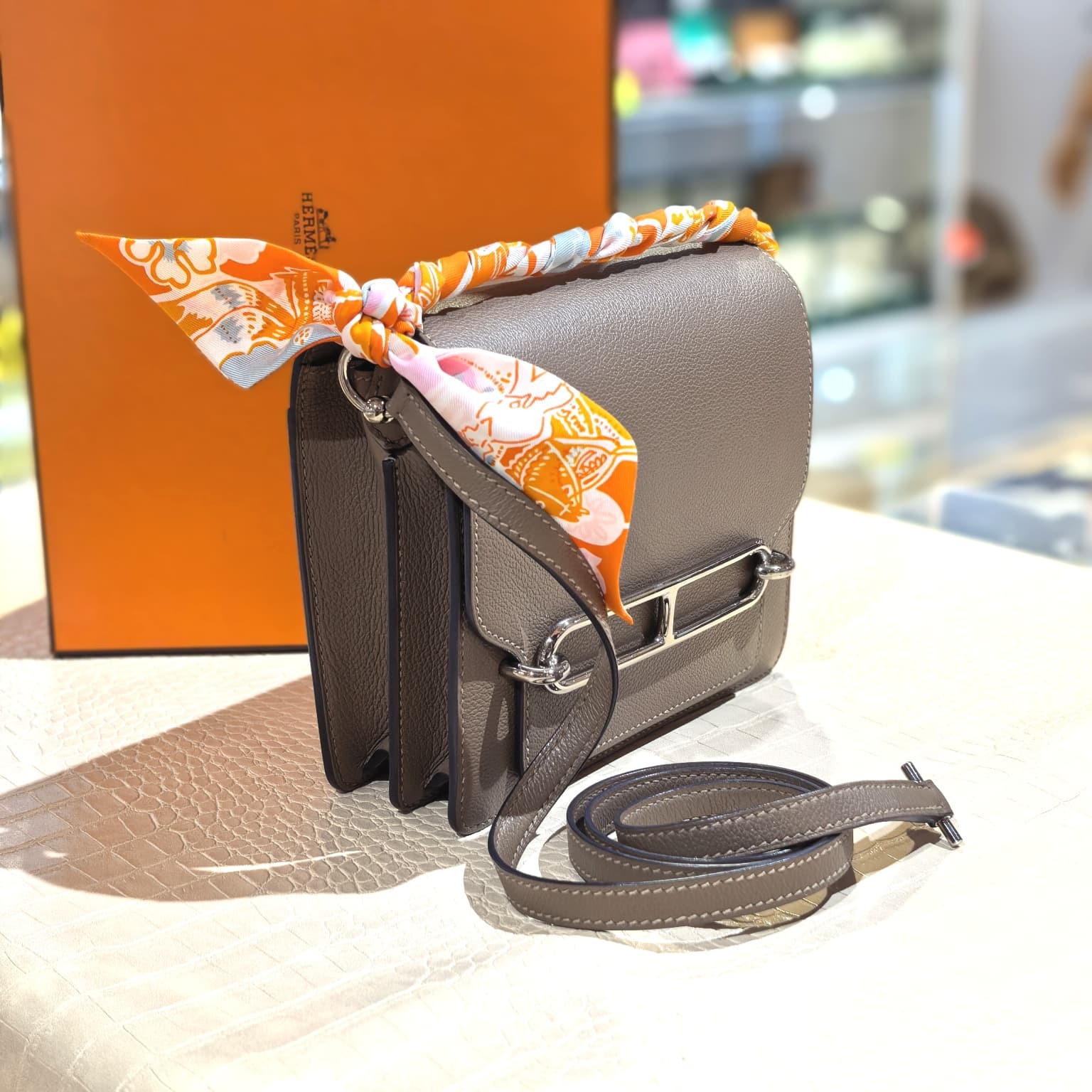 99%NEW接近全新HERMES MINI ROULIS D刻 威馬犬色 EVERCOLOR皮 銀扣 WEIMAR/DEEP BLUE #香榭站正品
