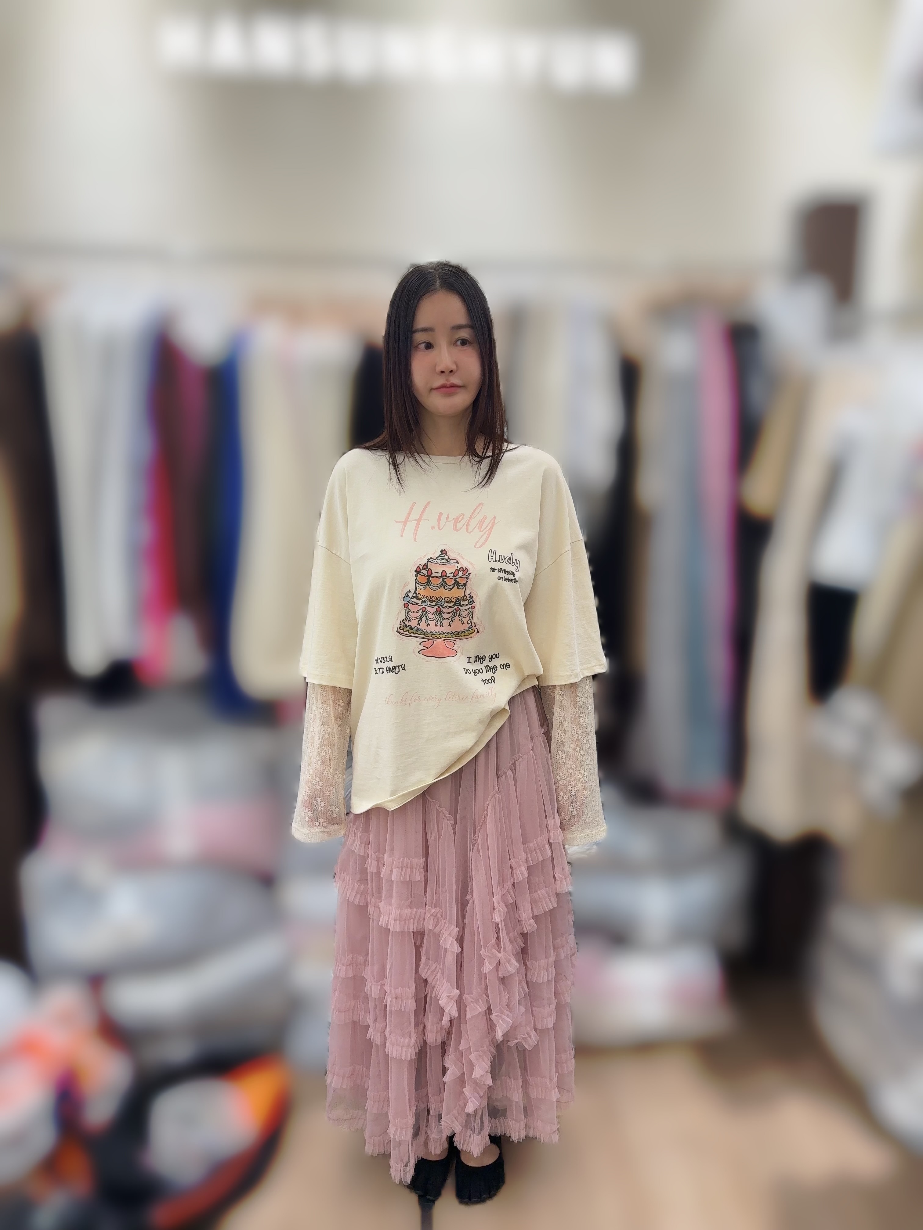 HG01  lace 卡通上衣 胸 48-56 長23 $519