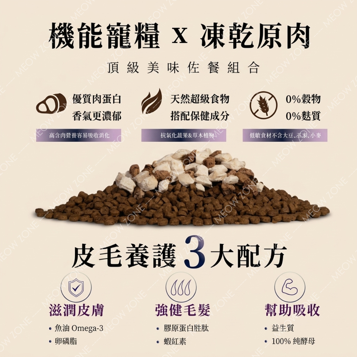 Attila 阿提拉機能凍乾貓糧【皮毛養護】五種特選魚+雞羊雙拼凍乾 1.5kg