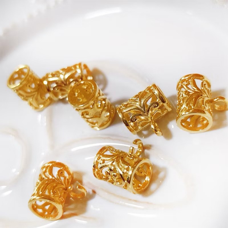 24K包金保色簍空三通隔珠 有吊墜圈(1入)｜保色配件 DIY金屬材料