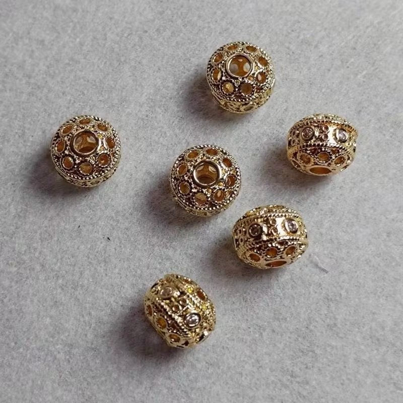 鑲鑽流光鑲鑽14K金隔珠(1入)｜保色配件 DIY金屬材料