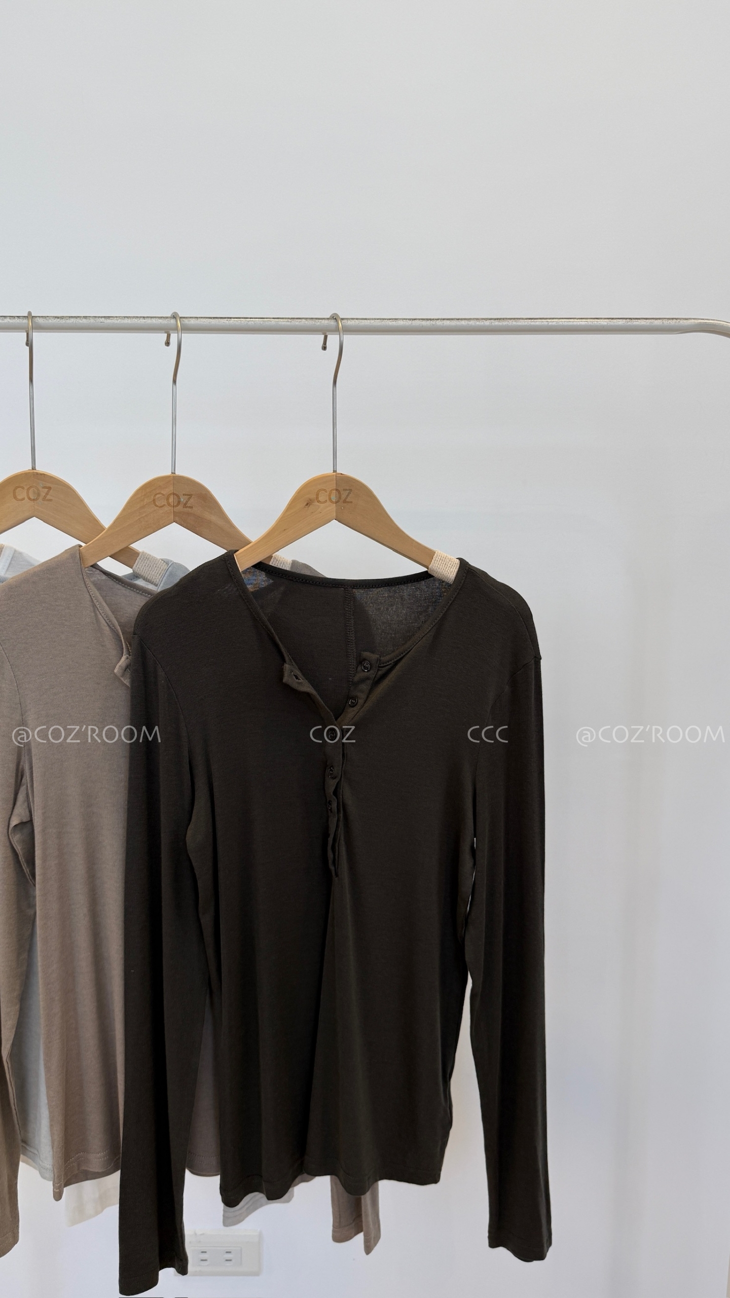 A9- egg私心推！亨利領超軟高彈棉上衣Tee (5色) _10319