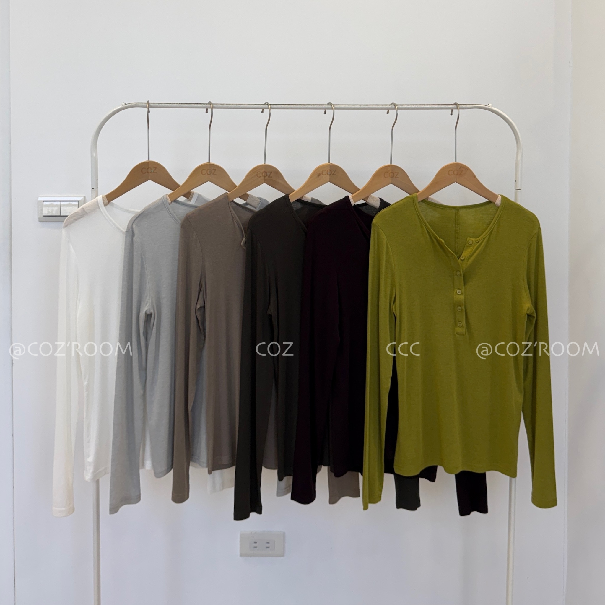 A9- egg私心推！亨利領超軟高彈棉上衣Tee (5色) _10319