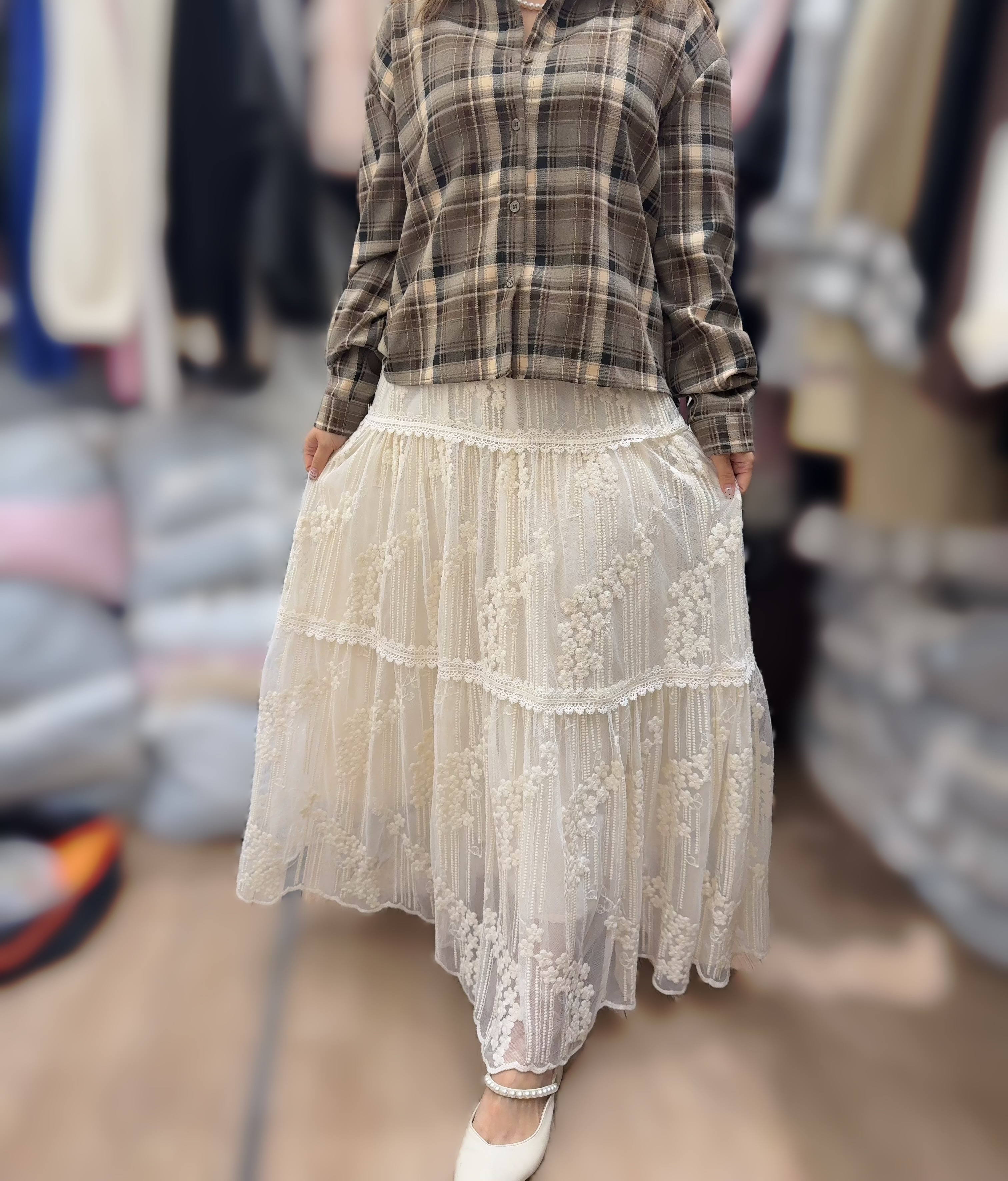【限量】HG23 LACE 紗裙   腰25-41  HIP56  長36.5 $499