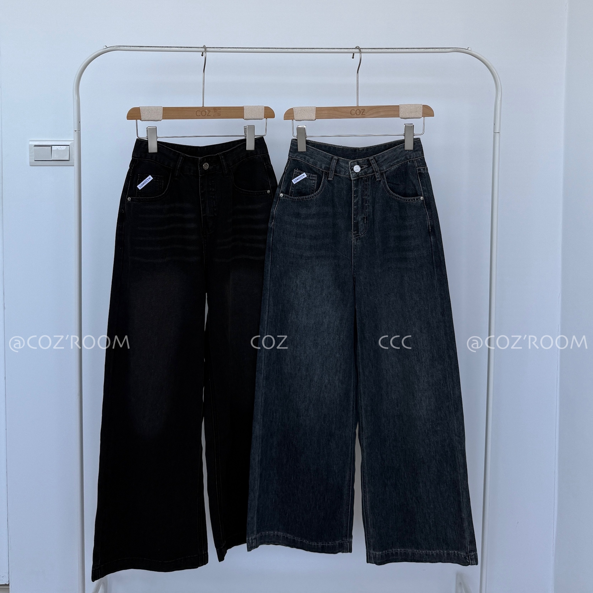 A6- 小隻女必收的 99cm煙灰藍直筒牛仔寬褲 SML (2色) _3462