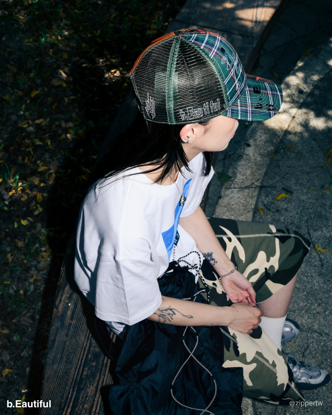 b.Eautiful Biyu Hat (Fire Camo / Green Plaid)