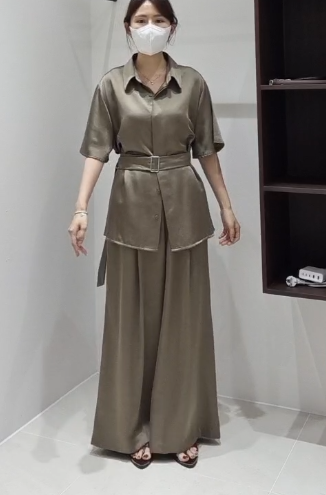 MA7114 高級光澤感垂墜闊腿褲