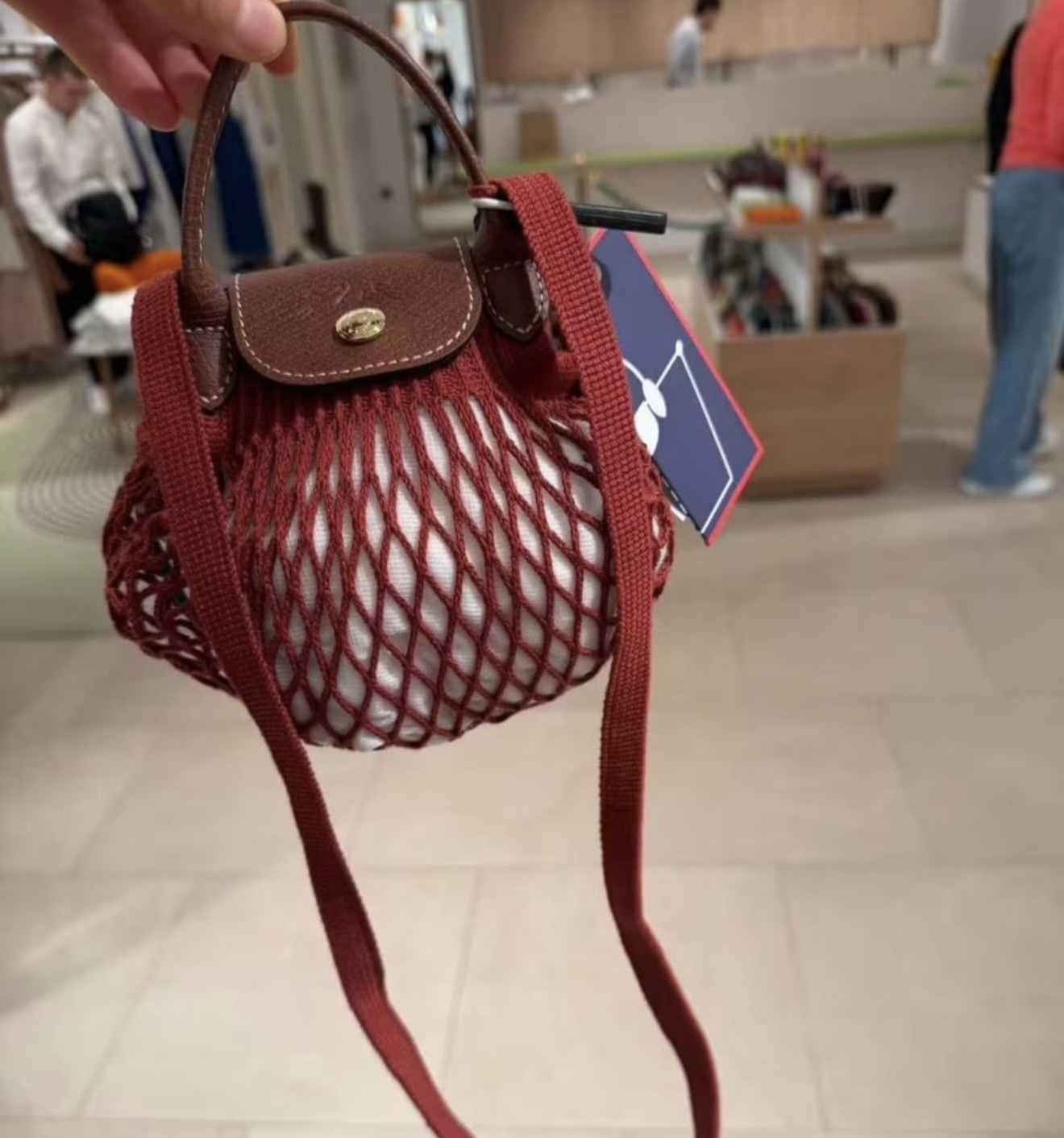 Longchamp mesh bag xs mahogany
