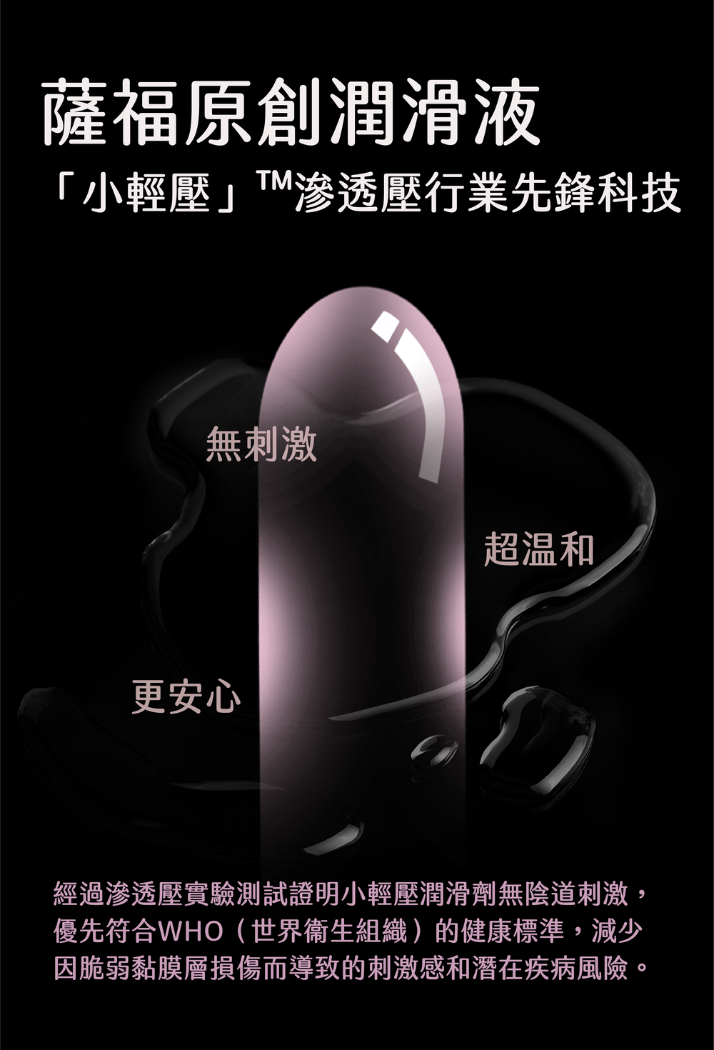 SAPPHO from Lesbos CRUSH 玫瑰精華益生菌手指套隱密包裝，展示小輕壓滲透壓技術，符合WHO健康標準無陰道刺激。