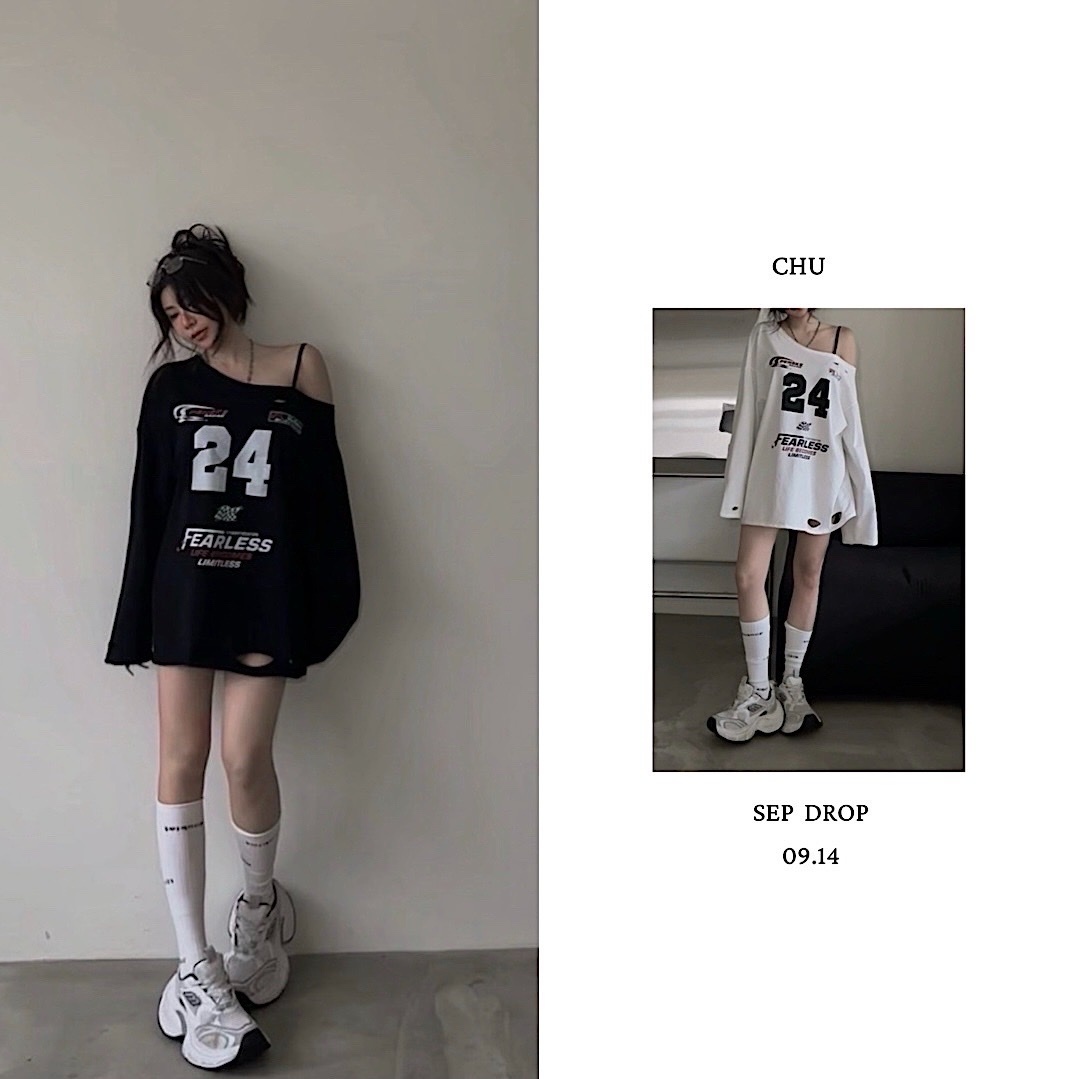SELECT｜斜肩捲邊大學T (09.15 Drop)