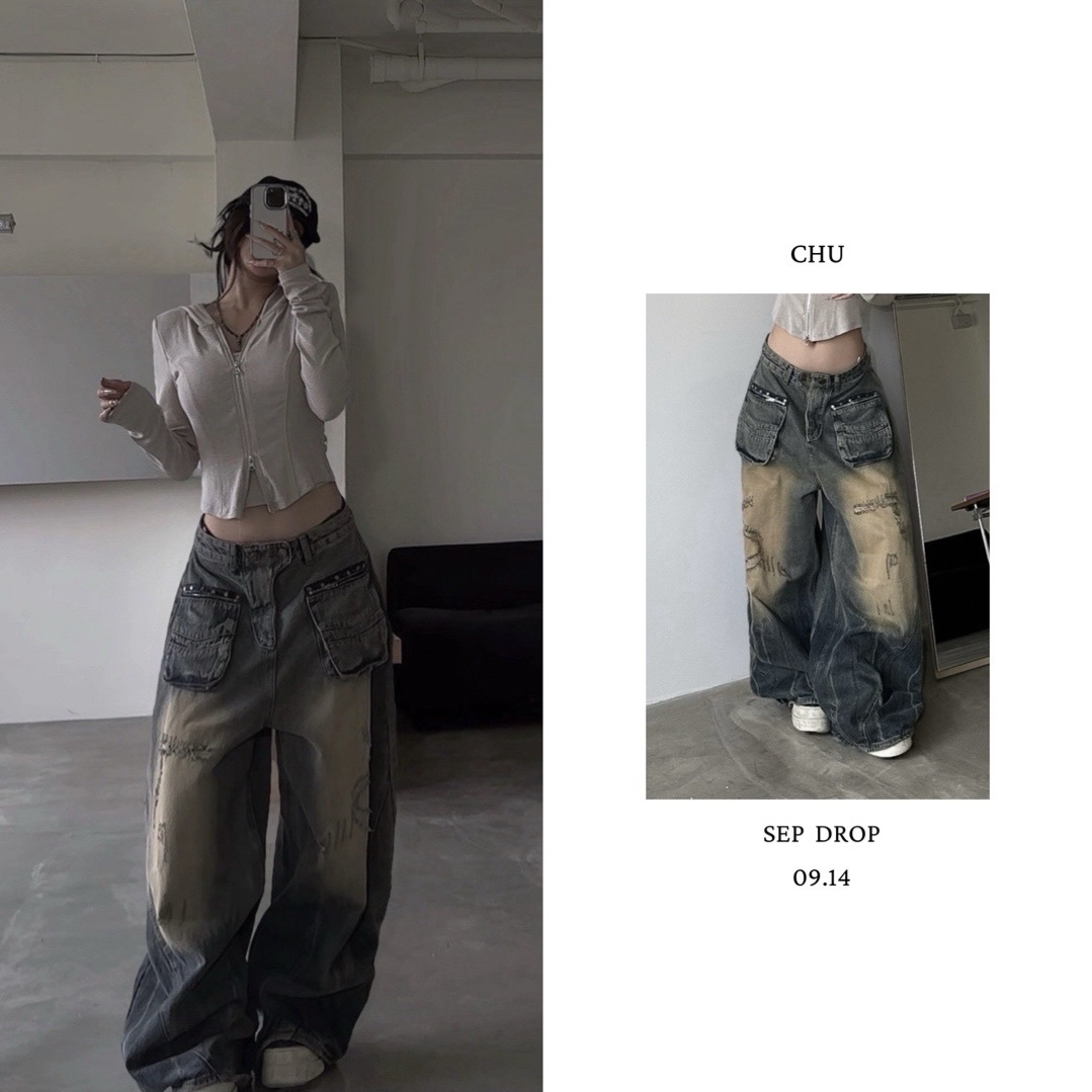 SELECT｜重工雙釦闊腿洗水牛仔褲 (09.15 Drop)