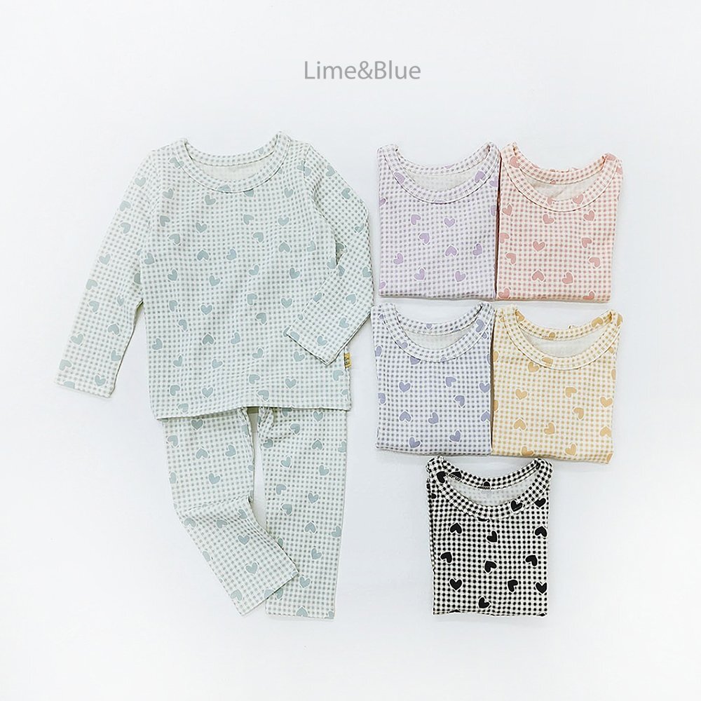 正韓秋Limeblue 六色愛心格子家居服