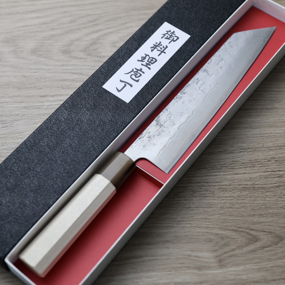 作SAKU 研 切付牛刀 210mm 瑞典鋼 和紙地 大馬士革