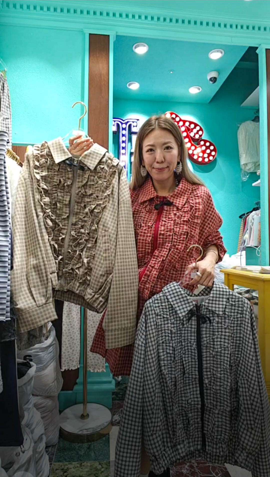 💍K2708  ▶️格子外套 👉B:136cm L:52cm