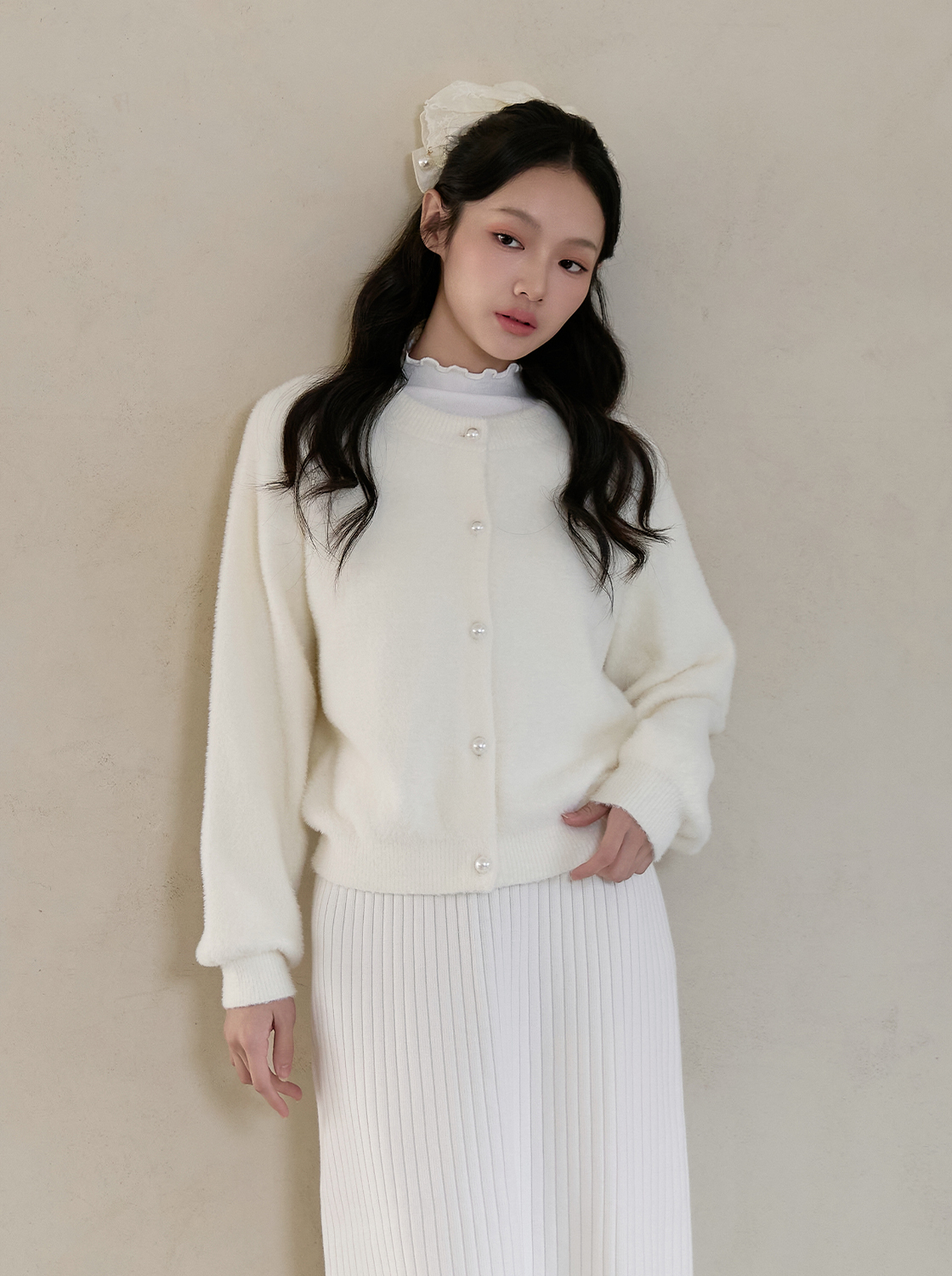 【任2件700】【期間限定】撞色捲邊長袖上衣