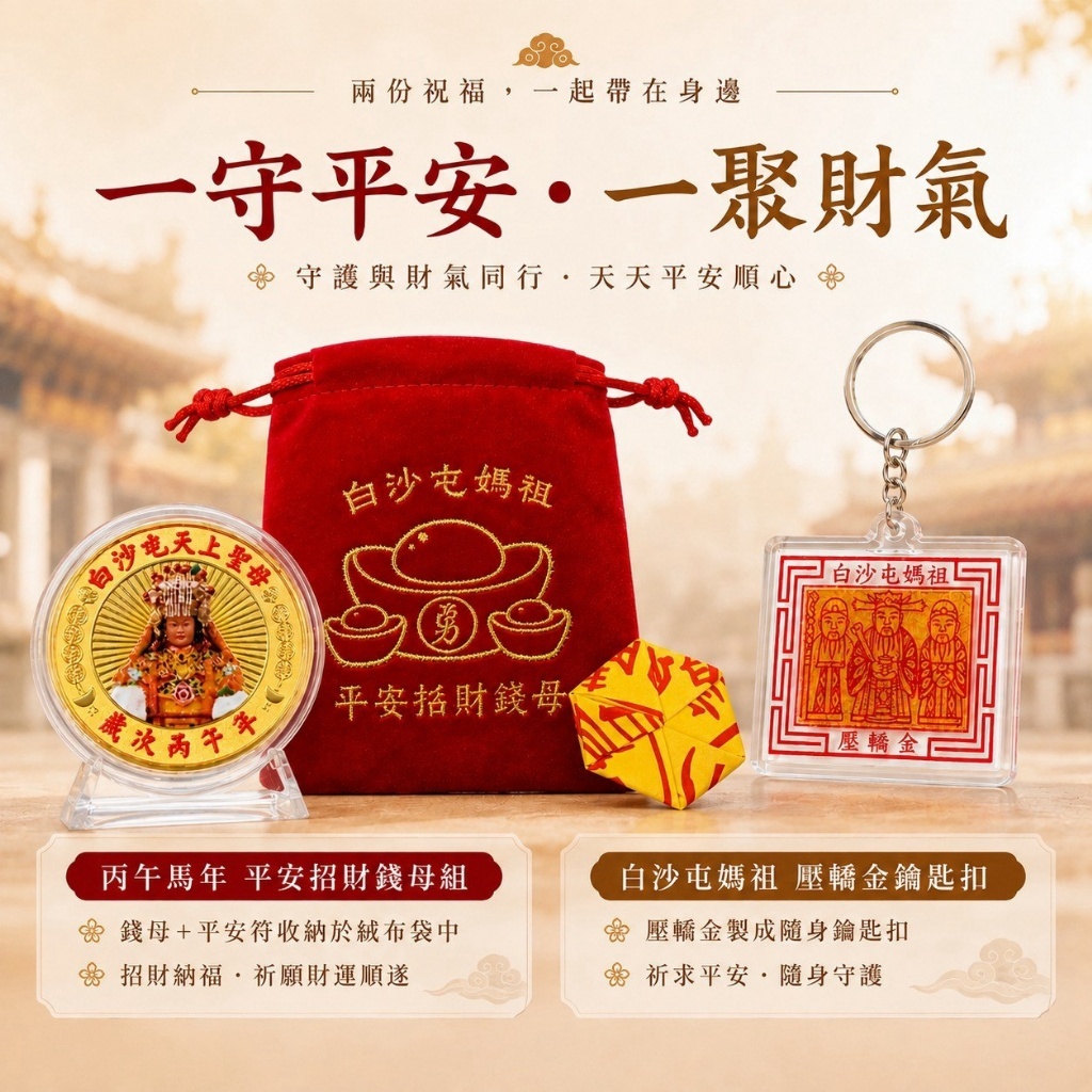 WSBB12754  白沙屯媽祖🪄守護守財雙寶福氣組 （11月中）