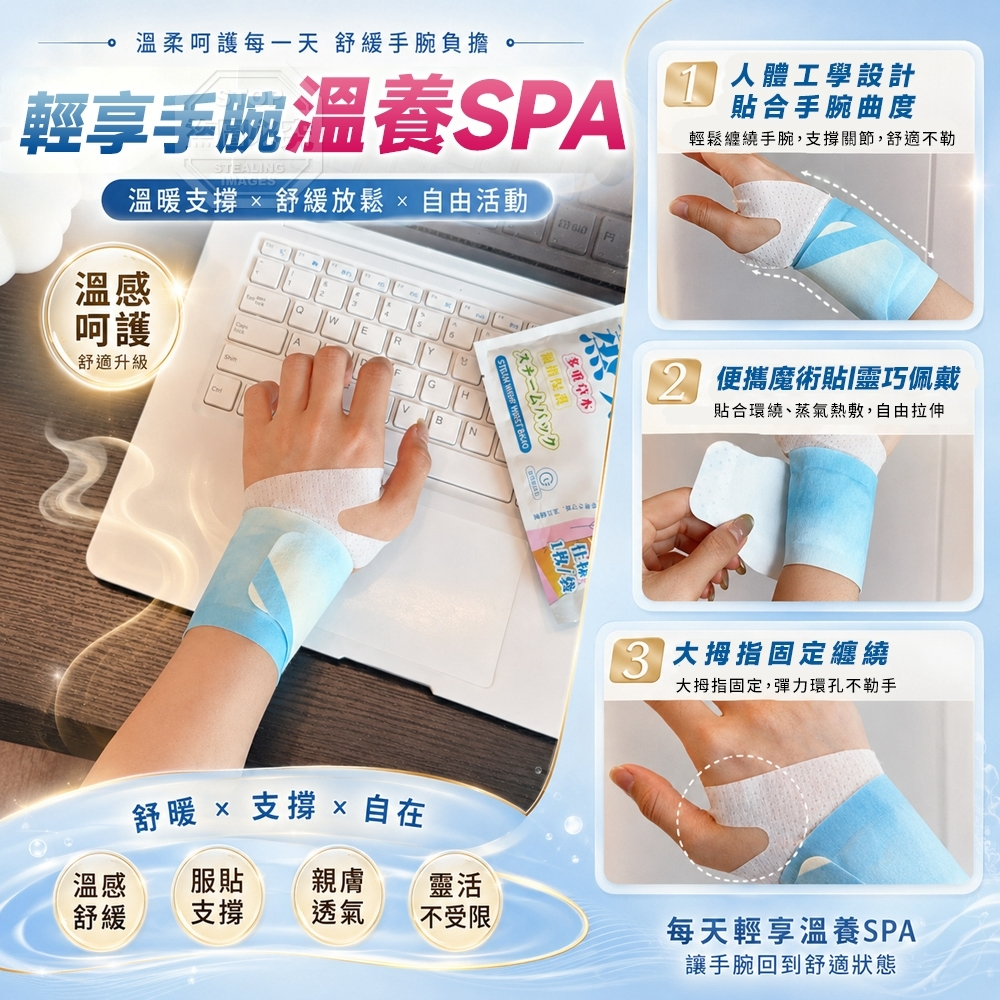 WSBB12766  全方位環繞草本蒸氣發熱熱敷手腕帶(1套10個)-C（11月中）