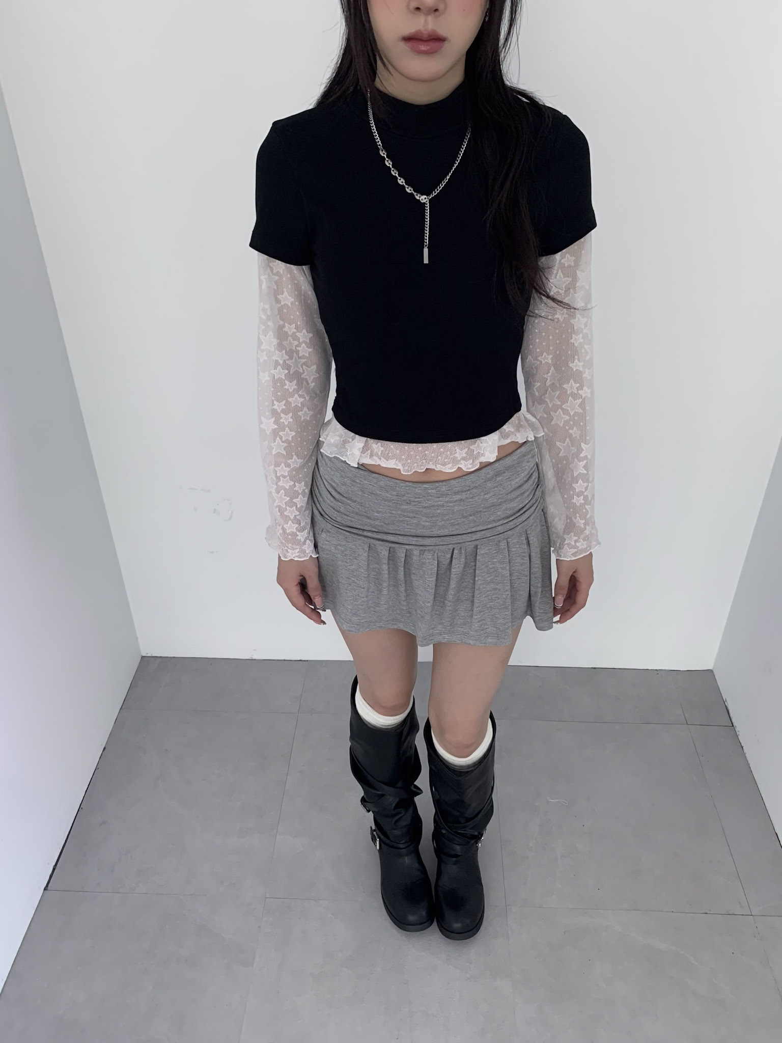 ISA_Star-Kissed Skin 滿版星星透膚木耳邊上衣 _69007