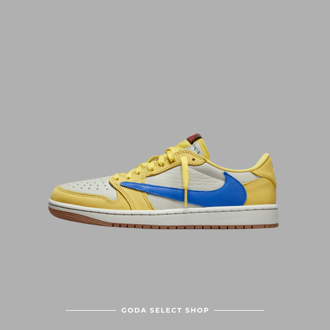 TRAVIS SCOTT X AIR JORDAN 1 LOW W "CANARY" 藍黃 倒鉤 女鞋 男女尺寸 DZ4137-700