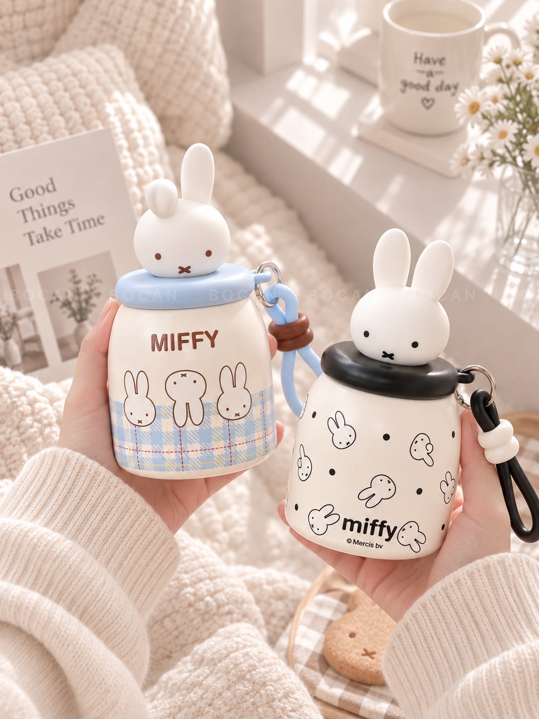 正版授權 MIFFY 迷你公仔 口袋 吸管保溫杯 260ML