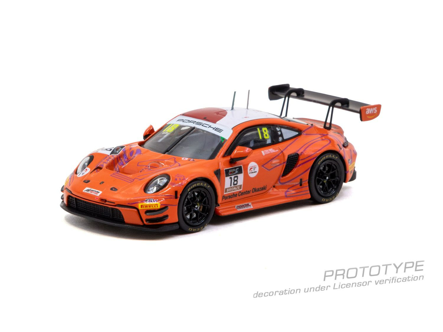 [預訂] Tarmac Works 保時捷Porsche 911 GT3 R 鈴鹿Suzuka 1000公里賽 - 洲際 GT 挑戰賽 2025 永井宏明 / 小高一斗 / 篠原拓朗