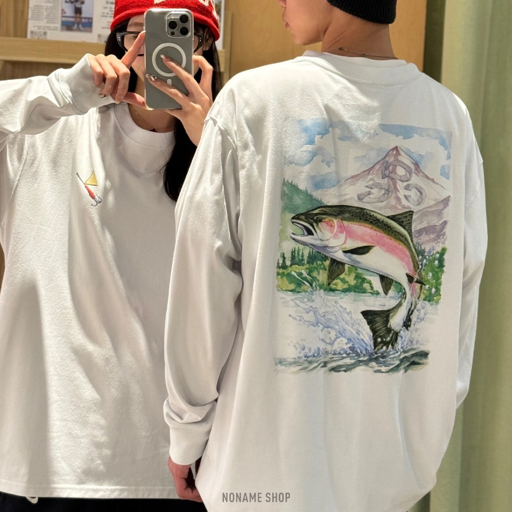 NIKE ACG 美式 復古 野溪 釣魚圖 長袖 白色 (男款)