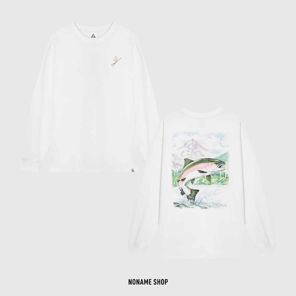 NIKE ACG 美式 復古 野溪 釣魚圖 長袖 白色 (男款)