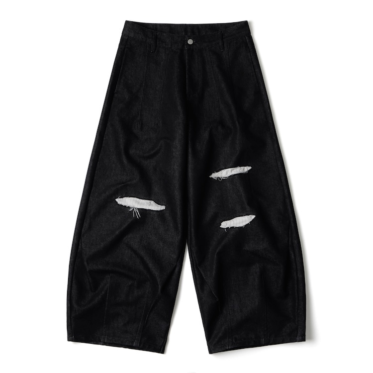 Wall of Sound - 2:33/"SCREAM" BONDAGE WIDE DENIM PANTS - BLACK