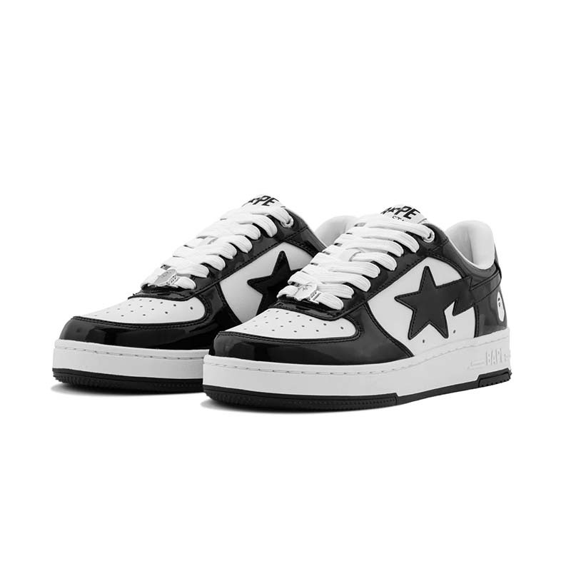 A Bathing Ape BAPE STA #1 黑白拼色 漆皮 流星鞋 男鞋 1M30191301-BK [台灣現貨]