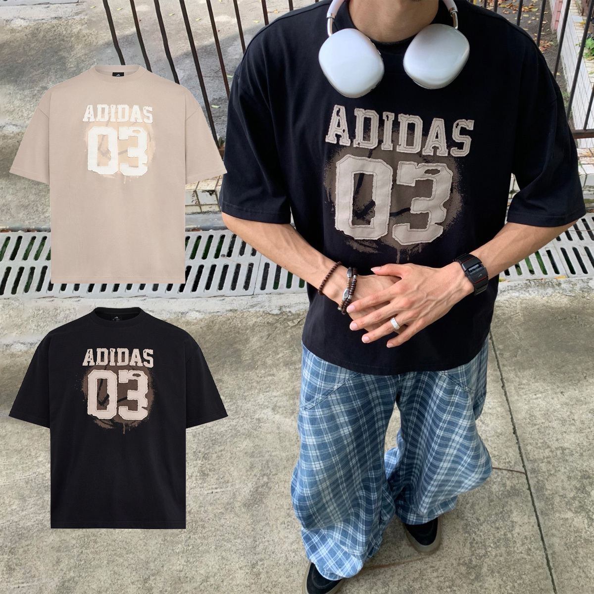 男款 ADIDAS SUMMER GFX TEE 杏色 黑色 籃球 寬鬆 印花 短T【KX4882/KX4883】ADLP