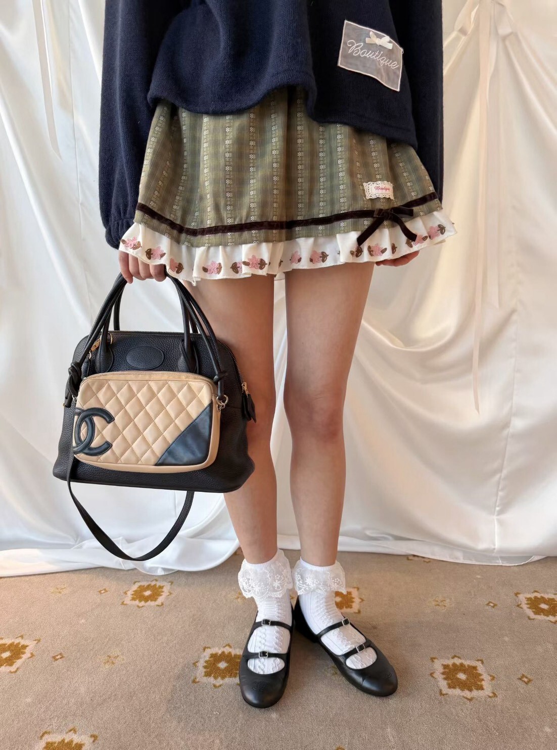 鄉村花可愛短裙(內安全褲)