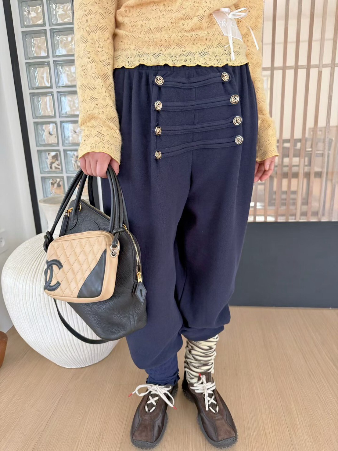 拿破崙金釦棉長褲