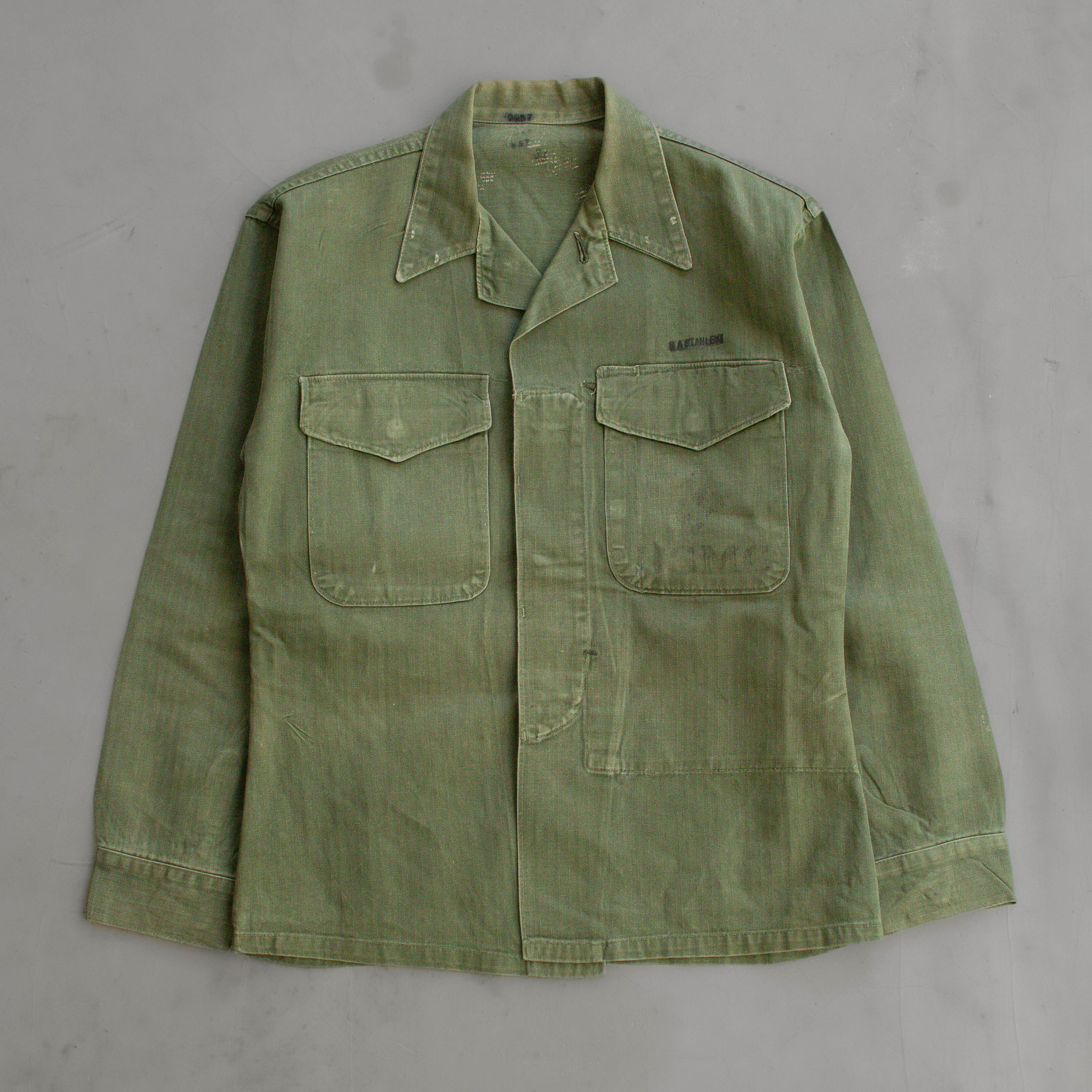 50S USMC P53 HBT SHIRT 美軍 陸戰隊 軍綠 人字紋 長袖 軍襯衫