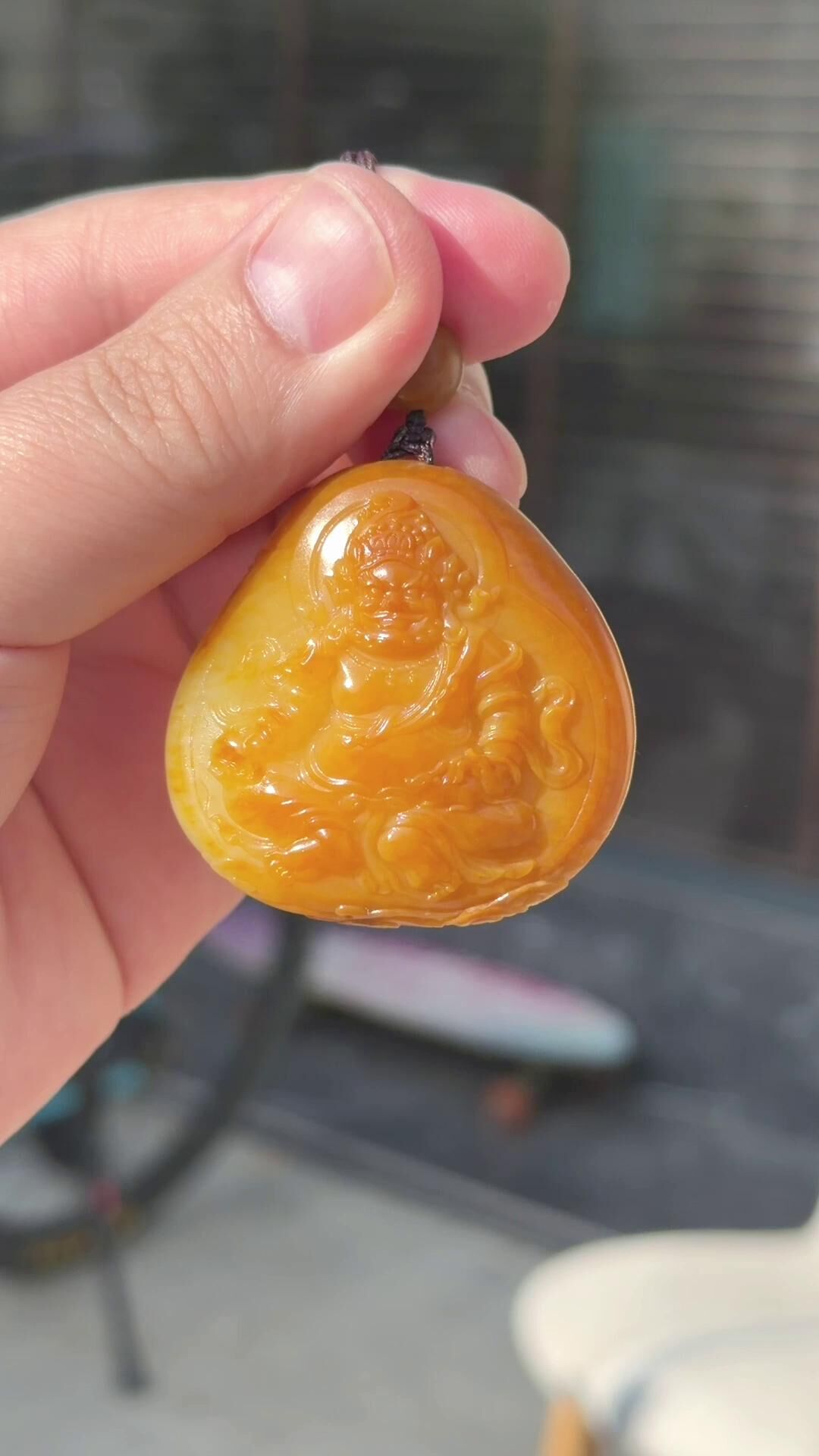 和田玉籽料黃財神,天然和田玉軟玉