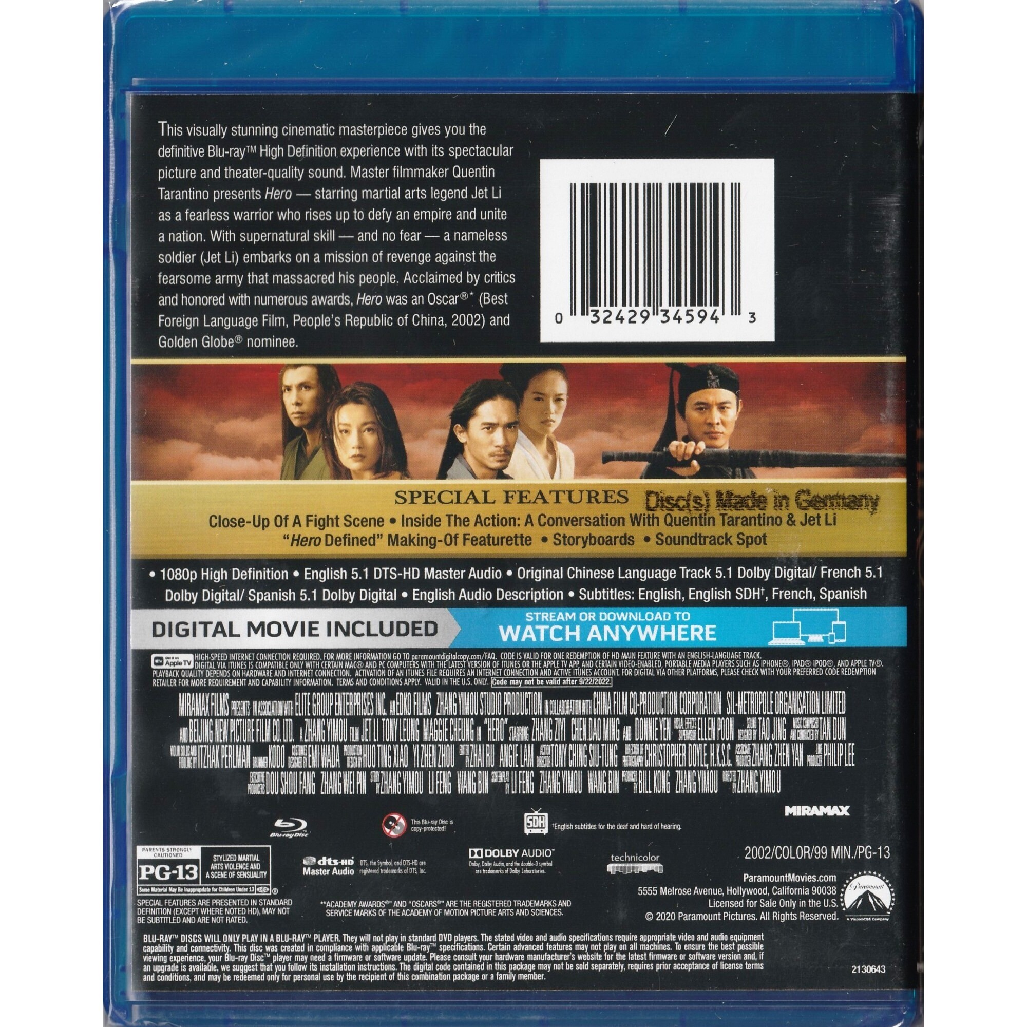 英雄 (2002) (Blu-ray) (美國版) [無中文字幕]