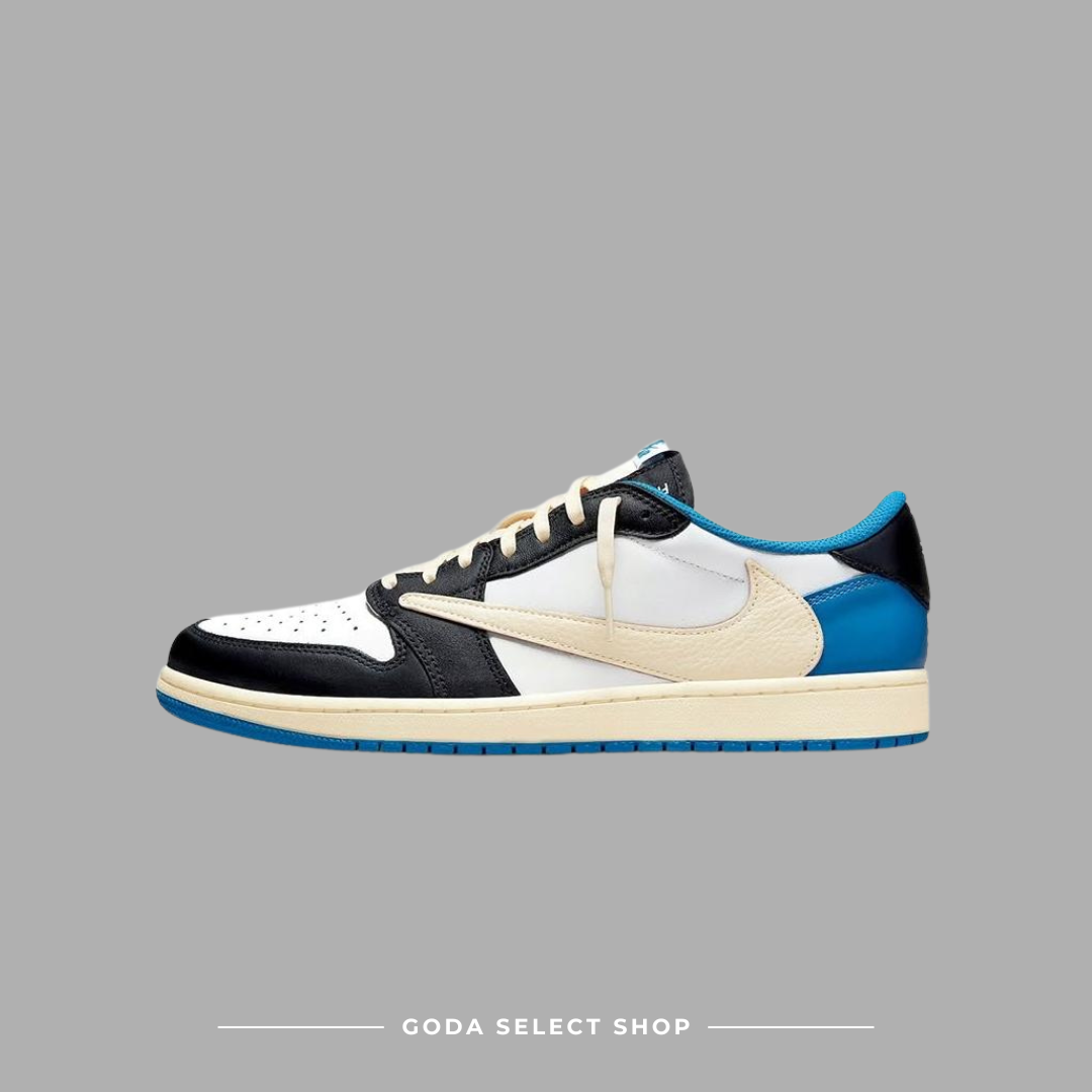 TRAVIS SCOTT X FRAGMENT X NIKE AIR JORDAN 1 LOW OG "MILITARY BLUE" 三方聯名 閃電 倒鉤 白藍黑 DM7866-140
