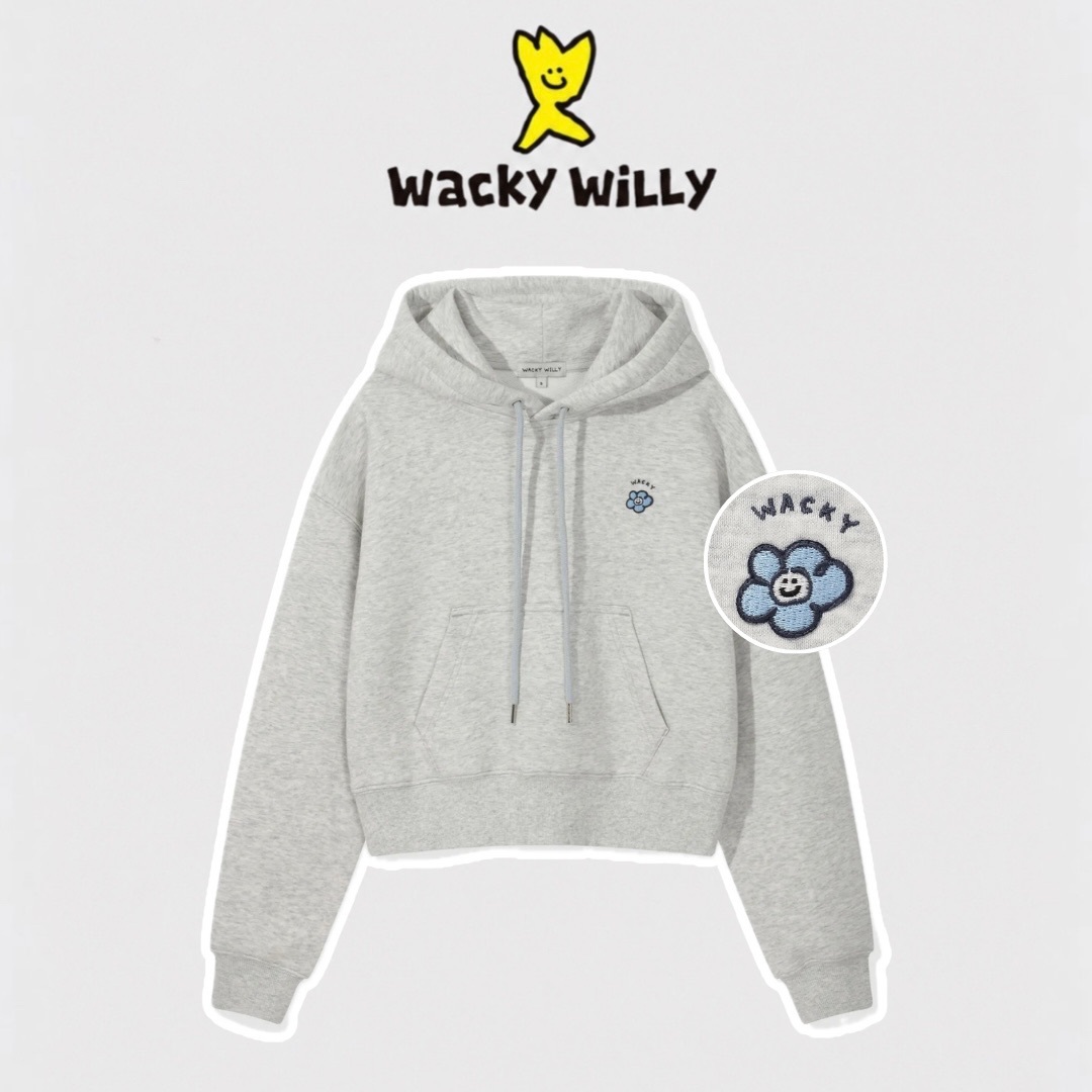 【隨時截單！限時優惠預訂】韓國 WACKY WILLY WOMEN LILY WAPPEN CROP HOODIE（2色）