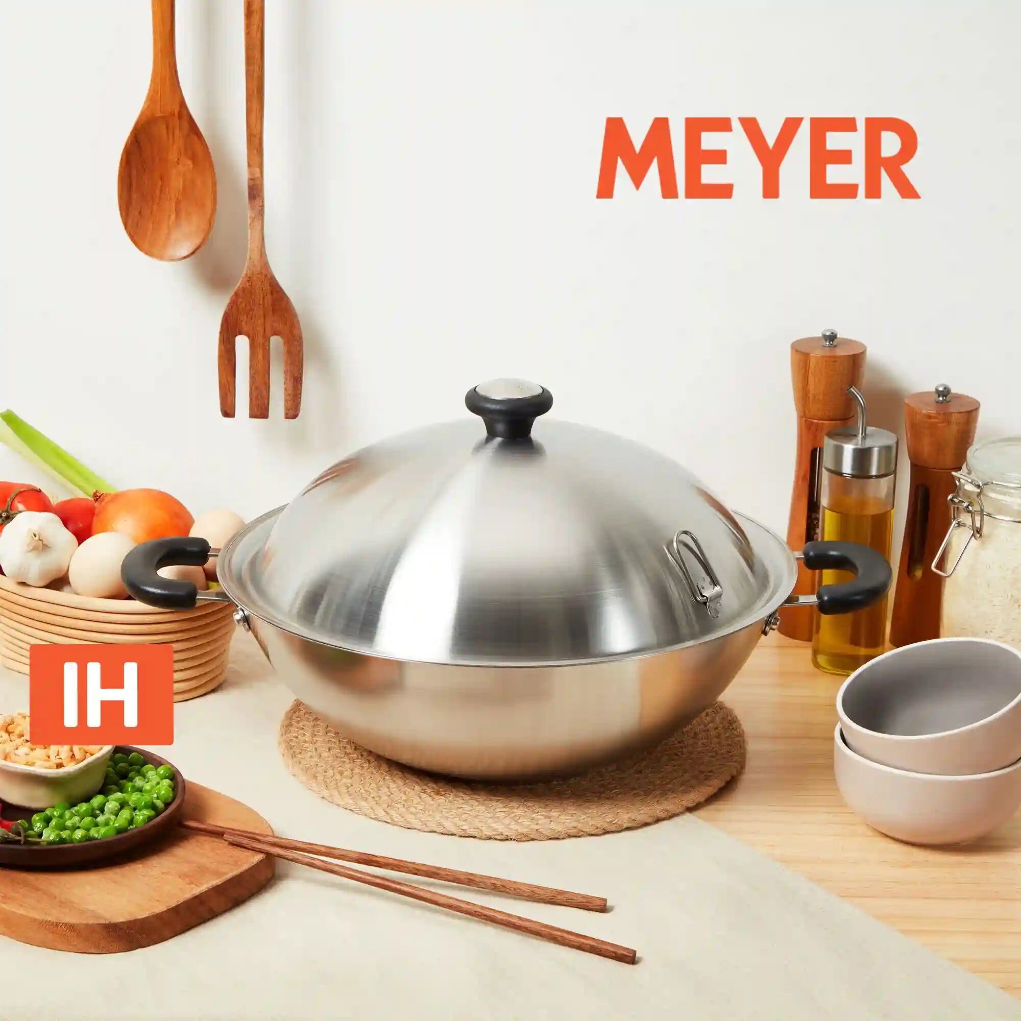 ⚡️極限4折⚡️《MEYER 百年鋼系列》IH輕量不鏽鋼鍋 40CM雙耳炒鍋(含蓋)