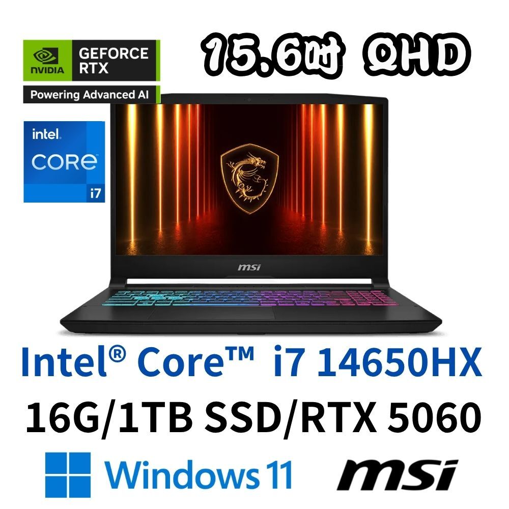 MSI 微星 Katana 15 HX B14WFK-1071TWNN 15.6吋 電競筆電 i7-14650HX/16G/1TSD/RTX5060/W11