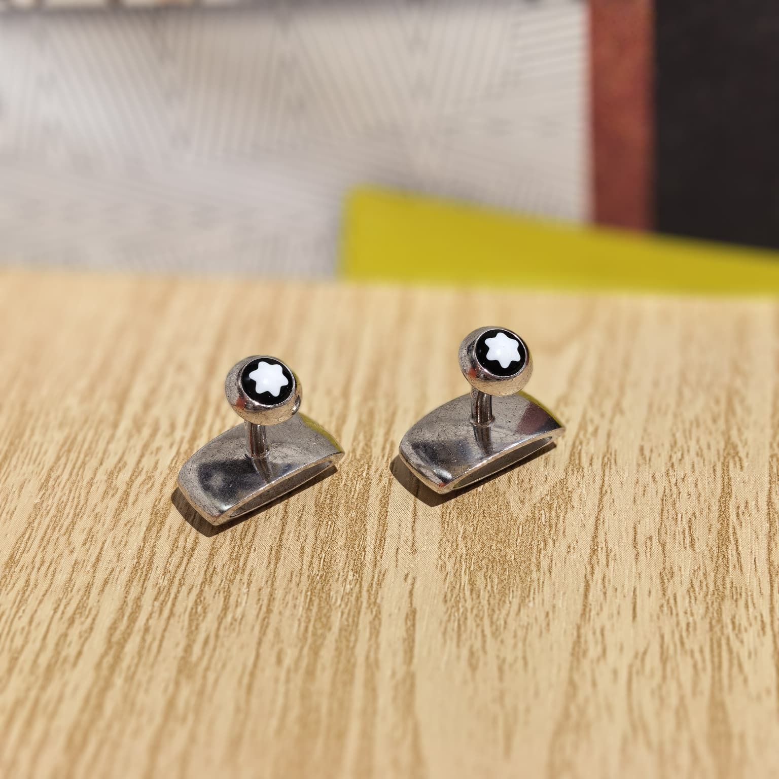 USED MONT BLANC袖口鈕/Cufflinks 925 萬寶龍長型鏤空.星星.袖口扣 #香榭站正品
