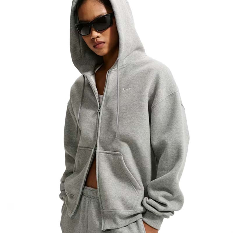 Nike Studio Fleece Medium Weight 女款 Karina 同款 寬版全長式拉鍊連帽外套 灰色 IM8085-063 [台灣現貨]