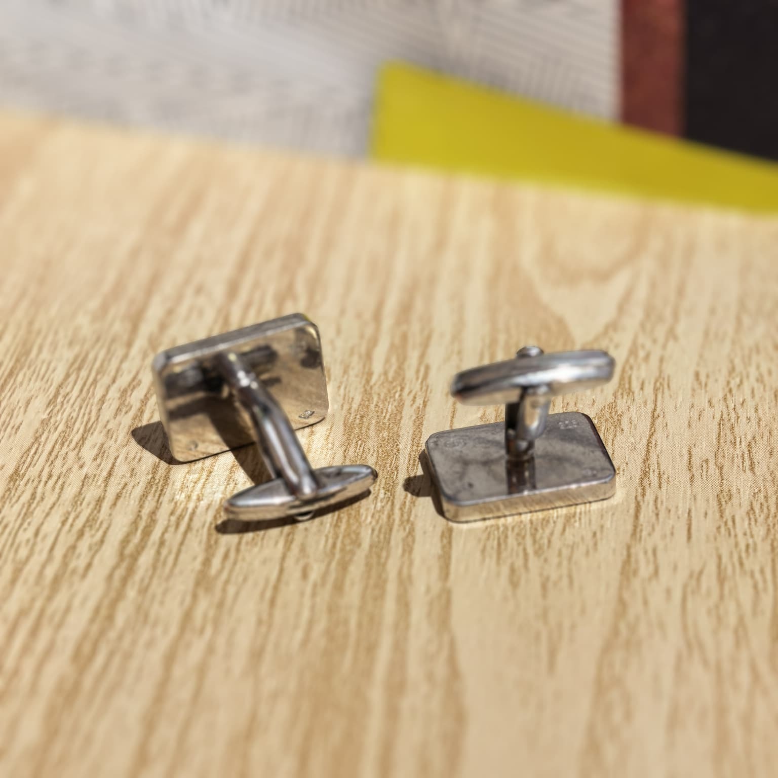 USED MONT BLANC袖口鈕/Cufflinks 925純銀 萬寶龍長方型黑面 袖口扣 #香榭站正品
