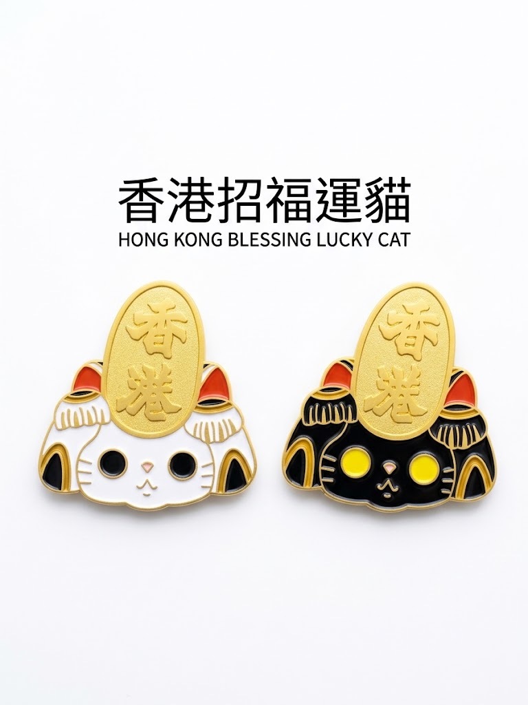 香港招福貓磁石牌 黑白兩款