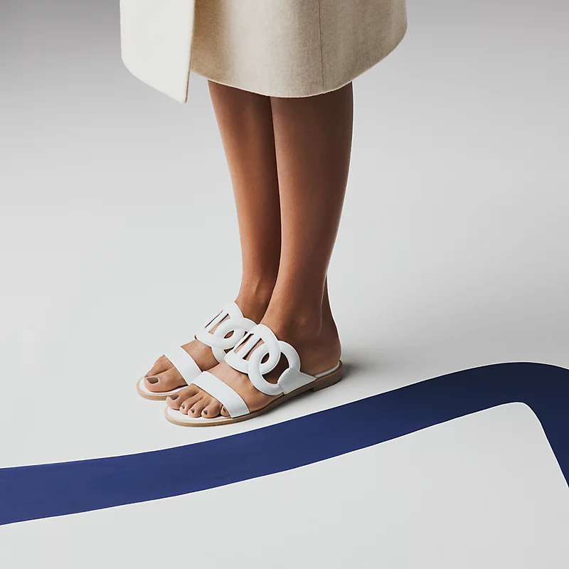 HERMES Lagune sandal BLANC 豬鼻 白色拖鞋