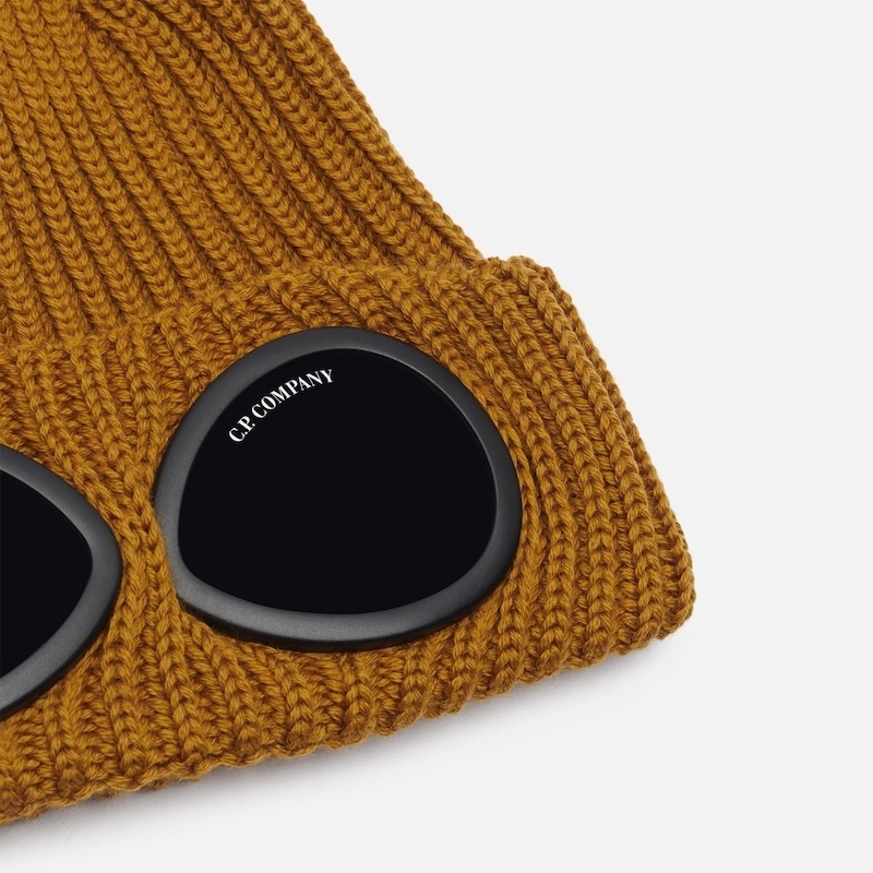 C.P. Company - Extrafine Merino Wool Goggle Beanie - 21CMAC742A005509A232 BUCK THORN BROWN