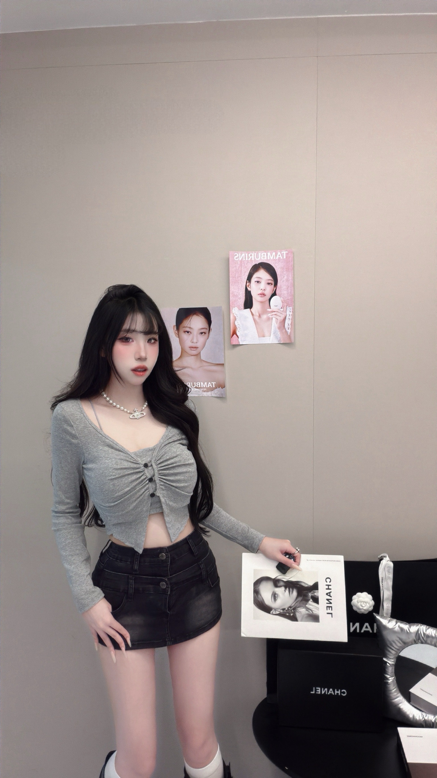 🇹🇼悉尼海岸・雙腰頭刷色牛仔褲裙