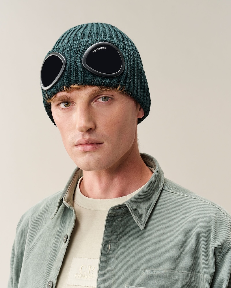C.P. Company - Extrafine Merino Wool Goggle Beanie - 21CMAC742A005509A697 PONDEROSA PINE
