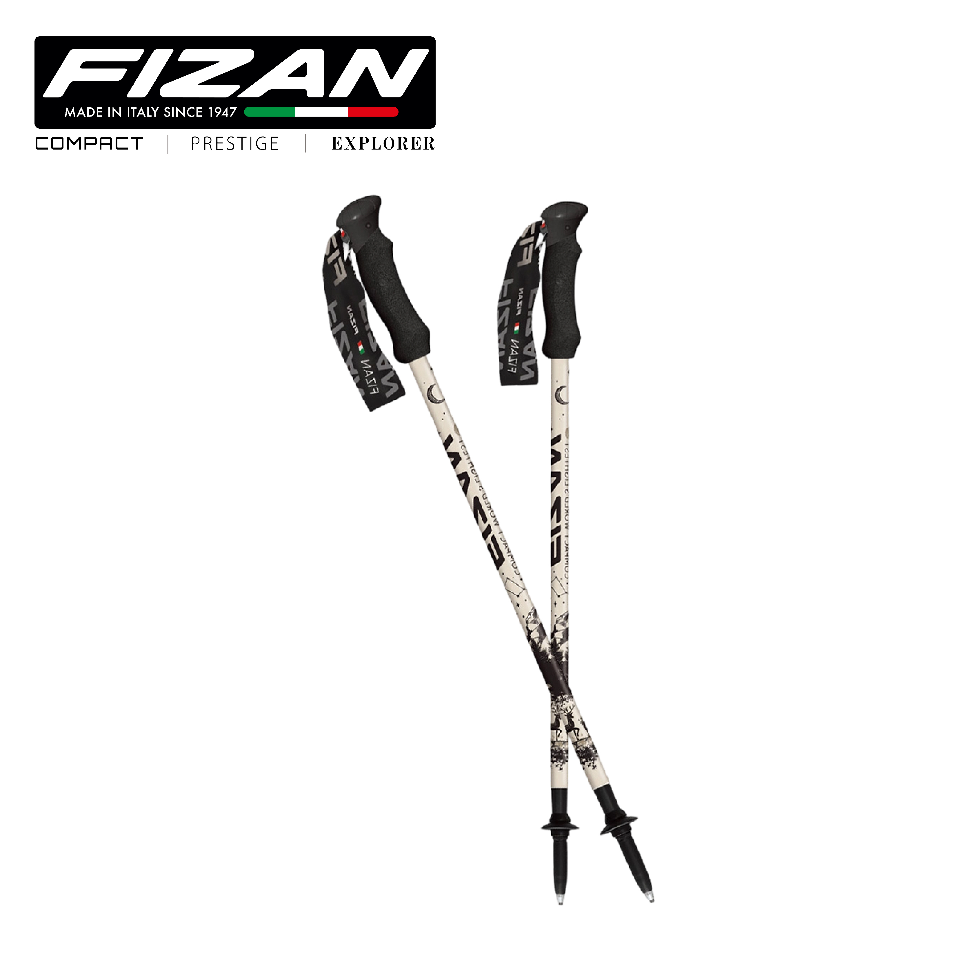 FIZAN 義大利 超輕三節式登山杖-2入 (大壩棕色) 87FZ227102