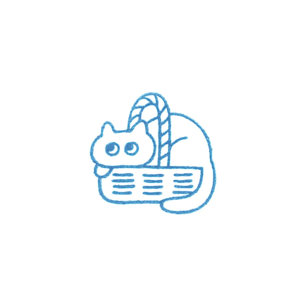 小尺寸 籃子裡的貓 透藍色 HITOTOKI 冰塊 透明印章 單個｜KING JIM 日本
