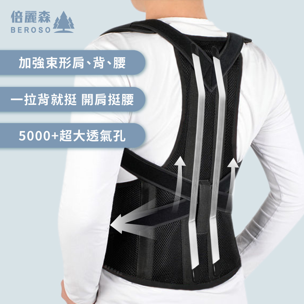 開肩挺背護腰雙效組｜【Beroso 倍麗森】旗艦透氣釋壓 + 經典開肩艇背釋壓背心  C62+C38